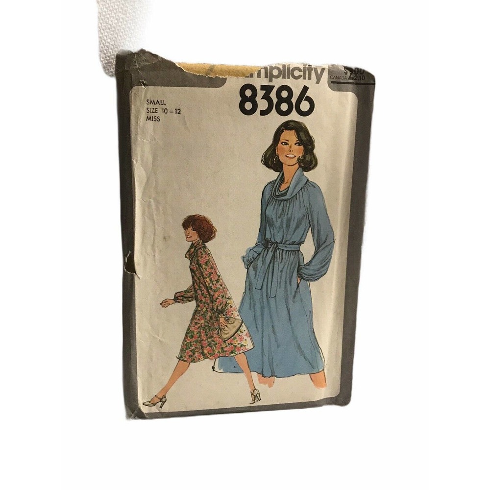 Simplicity 8363 Misses Dress Cowl Collar Raglan Sewing Pattern Size 10-12